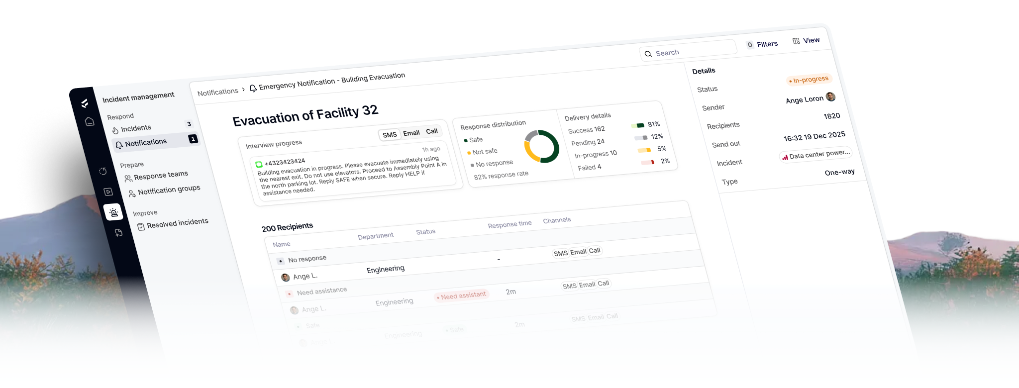 Mass Notification platform screenshot